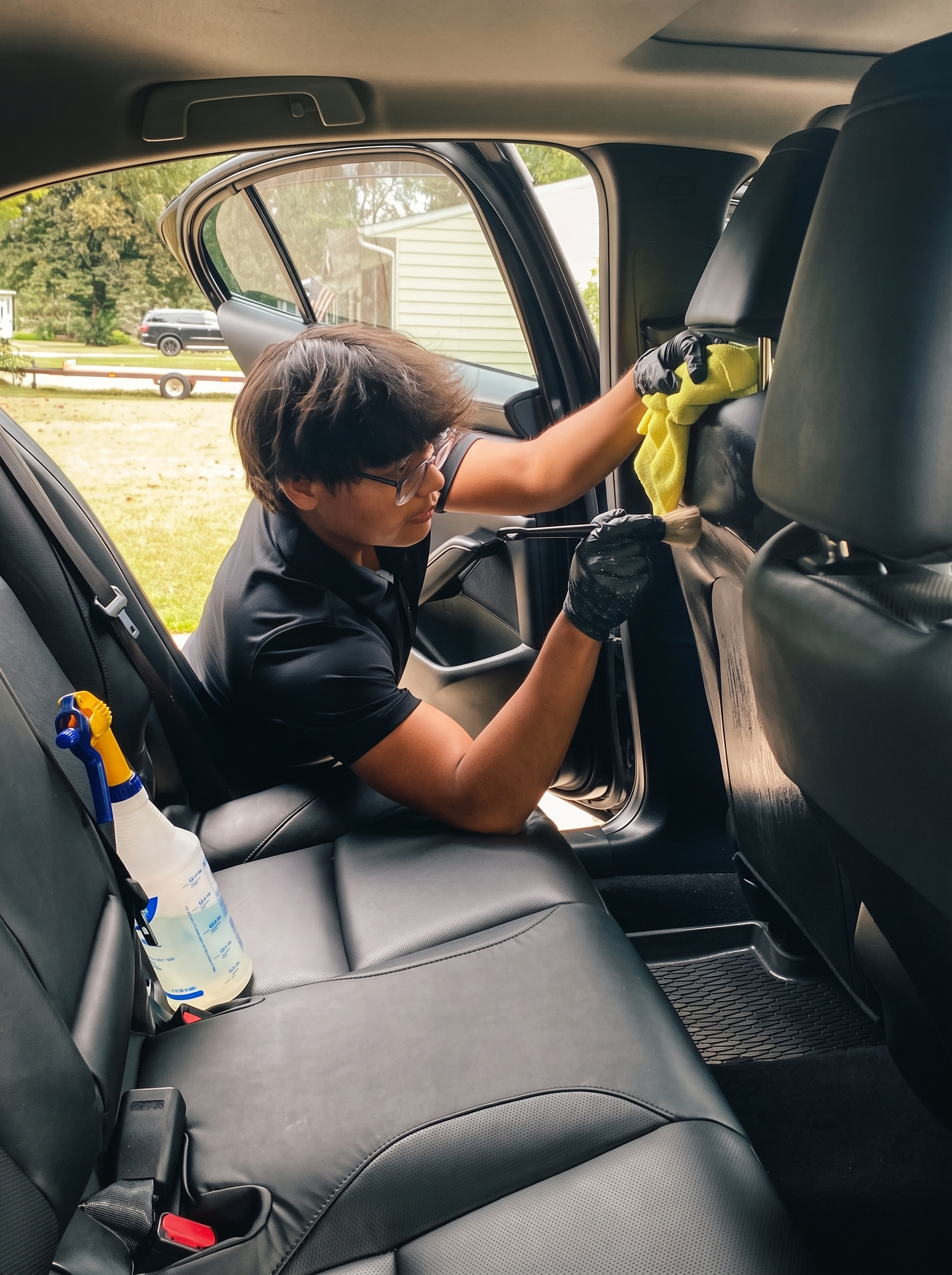 Leather car seat deep cleaning and conditioning by Dos Bros Detailing in Morris, MN