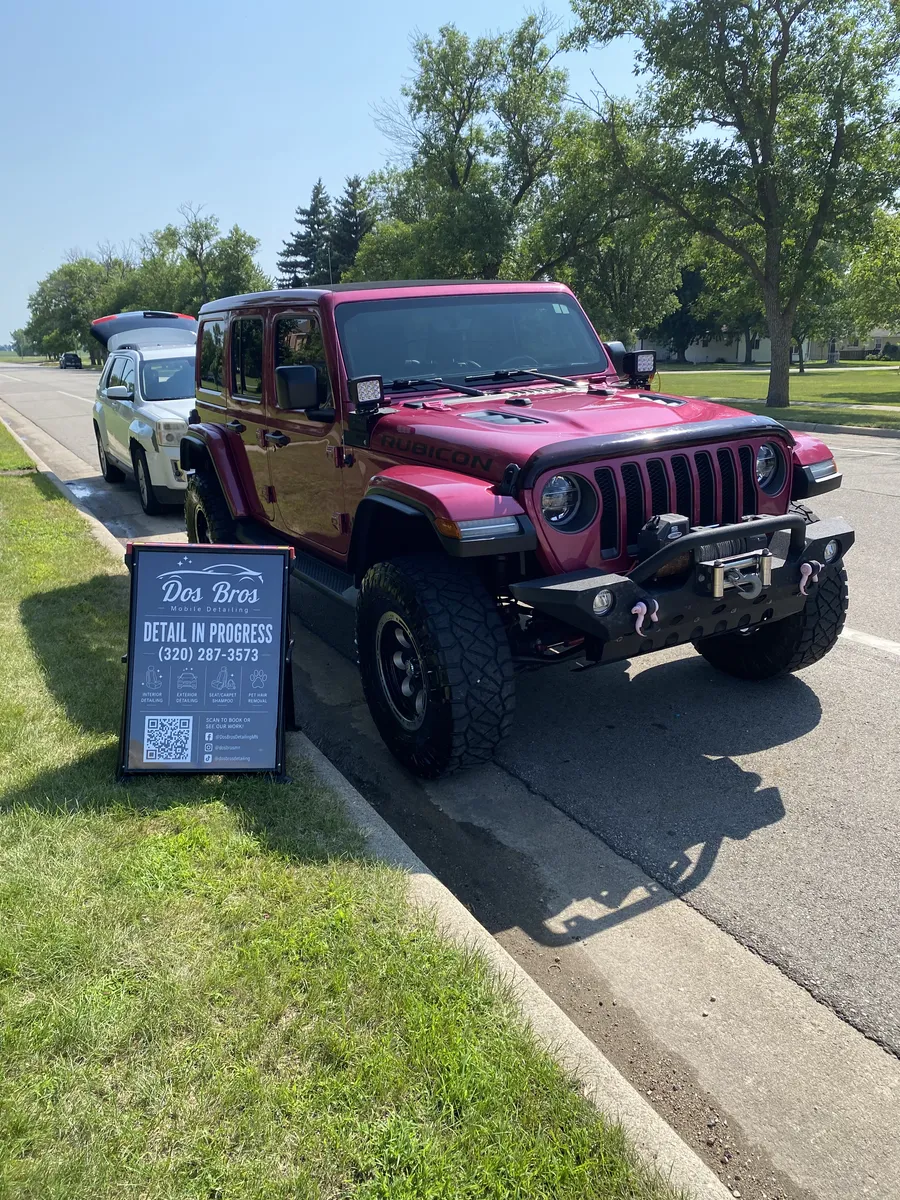 Wheels and tires cleaning with tire dressing applied in Morris
